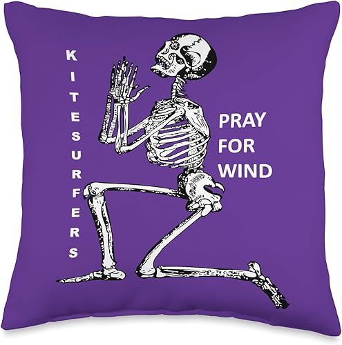 Kitesurf Gifts and Surf Lover Tees by taiche Kiteboarding Humor Kneeling Skeleton Praying for Wind 2 cojines, 16 x 16 pulgadas, multicolor