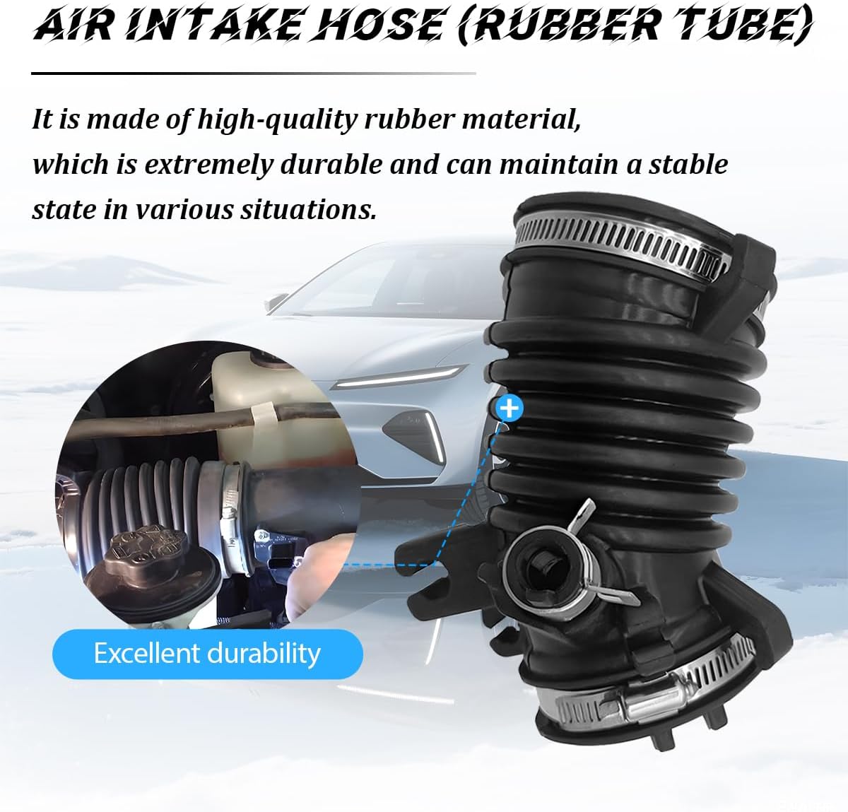 Car Air Cleaner Intake Hose Tube with Clamps, Rubber Vehicle Intake Filter Duct Tube Replaces 17225-R1A-A01, Auto Engine Air Filter Hose Boot, Compatible with Ilx 2.0L Civic 1.8L