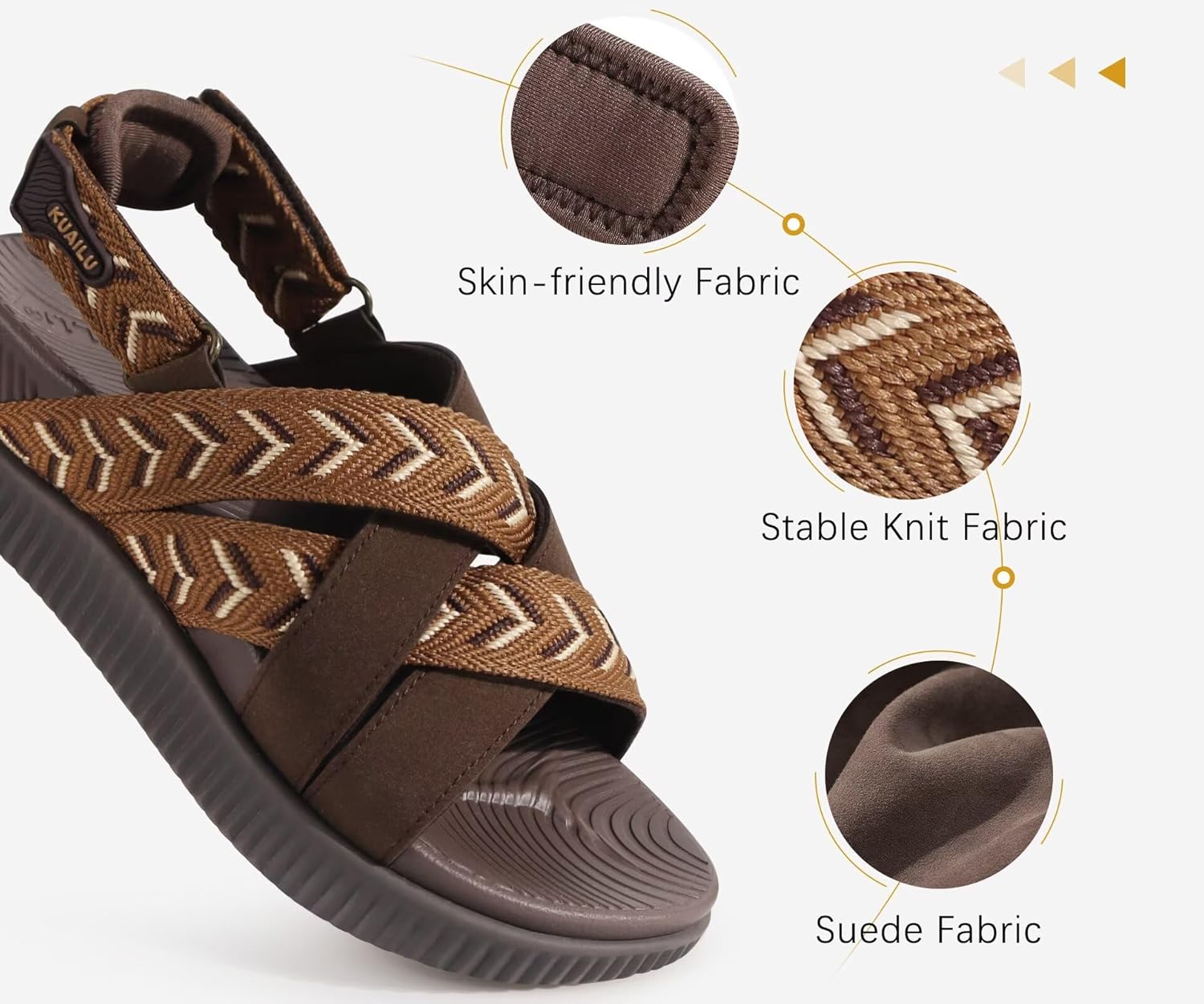 KuaiLu Womens Orthopedic Walking Sandals Comfortable Plantar Fasciitis Arch Support Sport Recovery Outdoor Casual Sandles Thick Memory Foam Cushion Cross Strap Adjustable Slides - Image 5