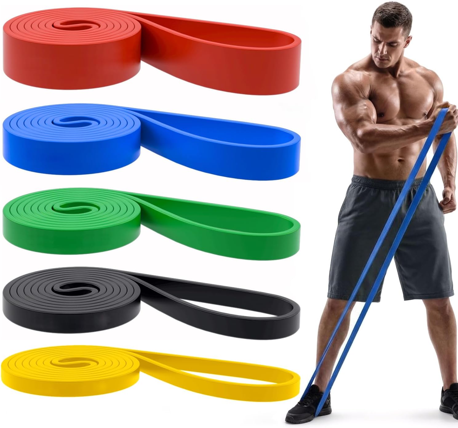Pull Up Bands, Resistance Bands Set, Exercise Workout Bands for Men & Women, Ideal for Body Stretching, Physical Therapy and Muscle Training