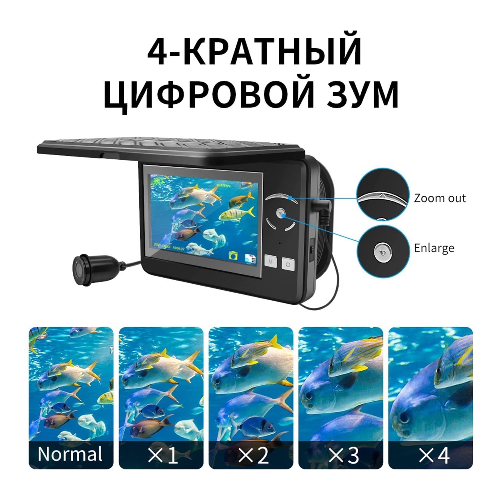 Fotocamera Per Pesca Subacquea - Fish Finder Con Display 4.3" Per Ghiaccio, Fiume, Barca - Foto 4
