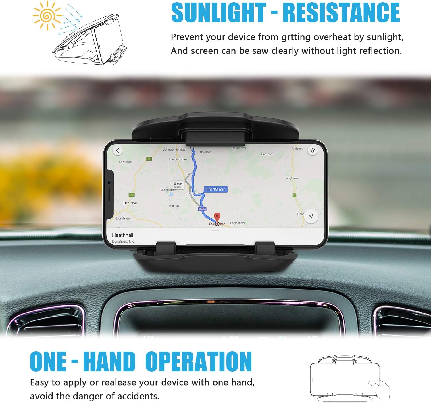 GPS Holder for Car, GPS Dash Mount for Garmin, Nuvi Drive Dezl Drivesmart, Tomtom, Magellan Roadmate, Rand McNally, Navman, Dash Anti-Slip Vehicle Phone Holder Compatible with All Smartphones