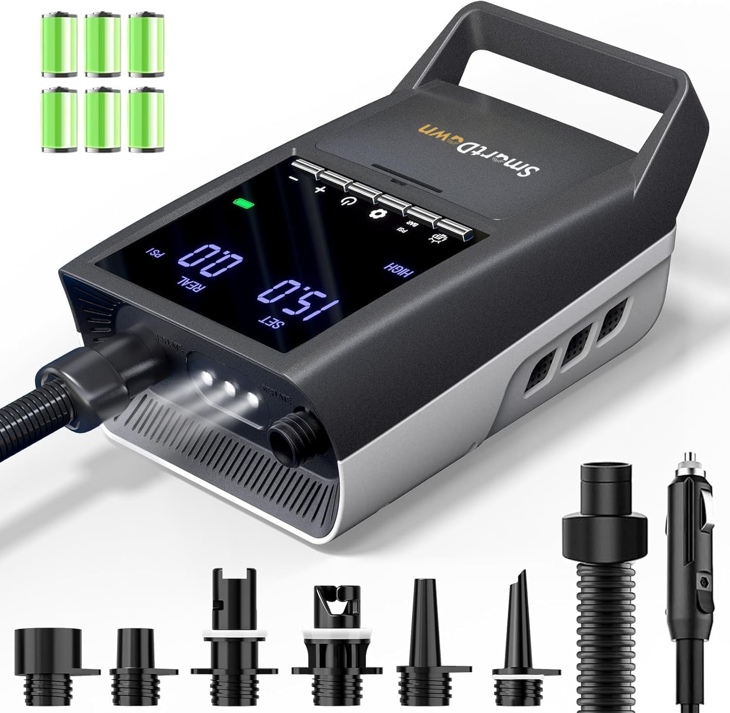 Photo 1 of 2025 Smart Portable SUP Air Pumps with Dual Stage Inflation and Auto-Off, 3X4500MAH, Up to 20 PSI, 30% Faster Inflation and Deflation, Rechargeable, Ideal for Paddle Board, Kayaks, Boats, and Tents