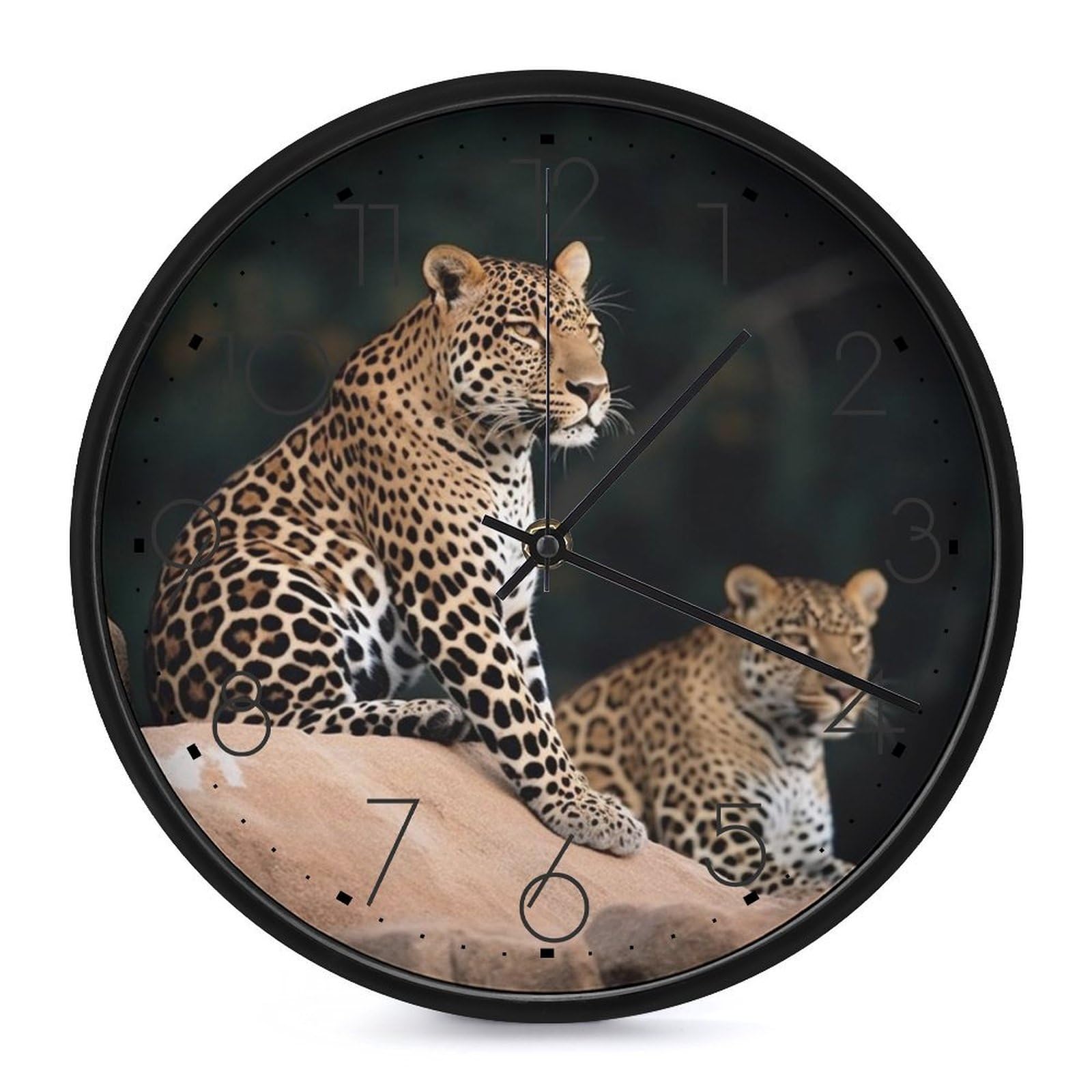 Horloge murale léopard africain silencieuse pour décoration sans tic-tac