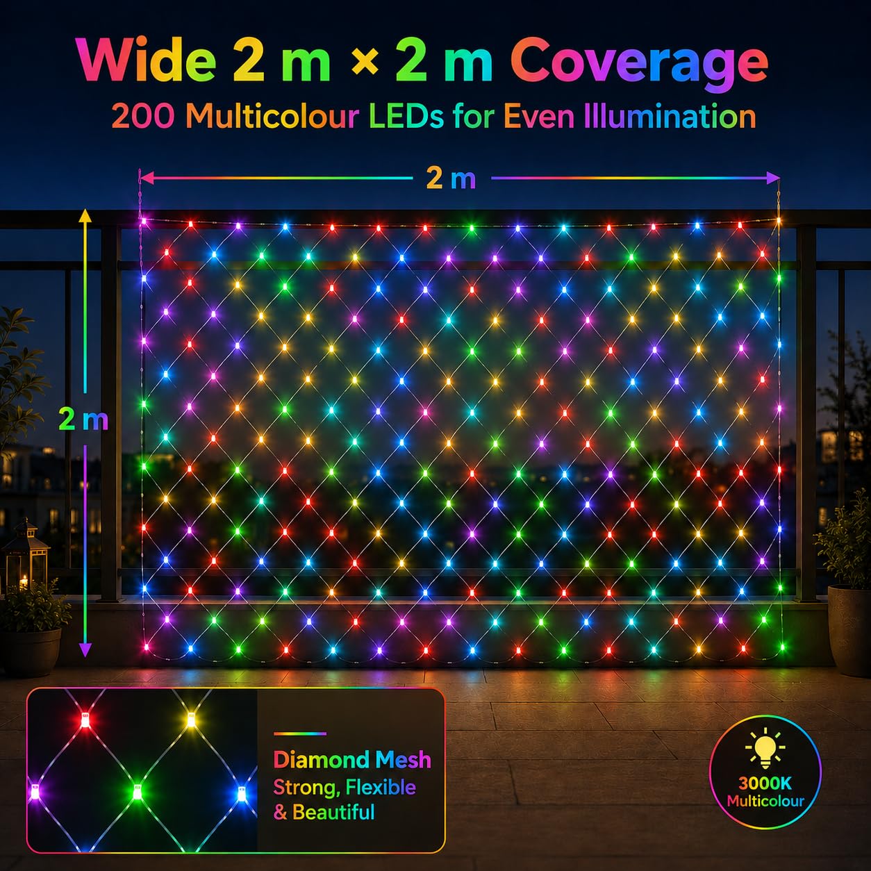Gesto Mesh Fairy Lights - 200 LED String Lights -8 Gesto Mesh Fairy Lights - 200 LED String Lights -8