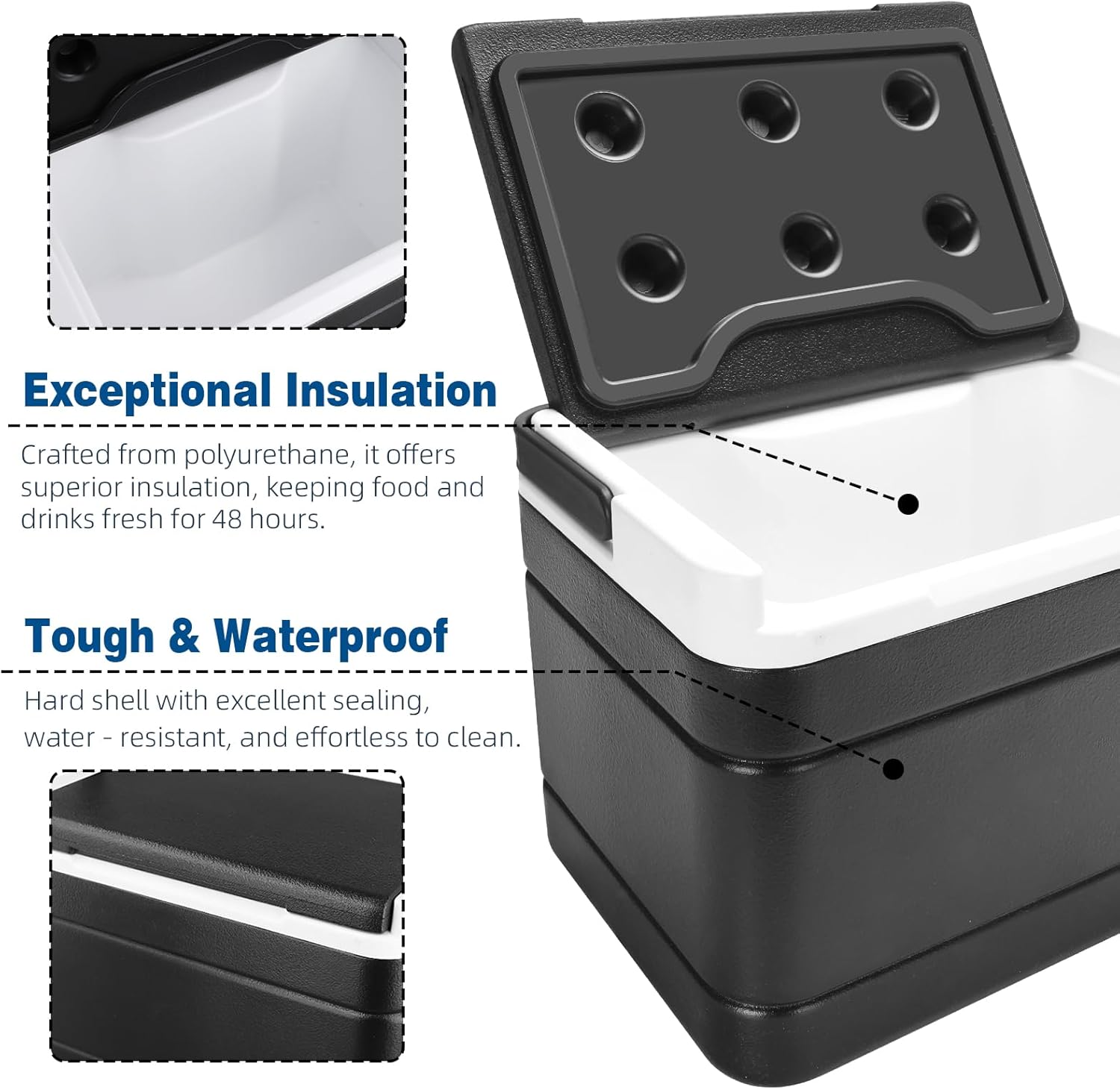 Golf Cart Cooler, 6L Ice Box Compatible with Club Car Precedent, Portable Ice Chest Box with Bracket, Easy Installation, for Outdoor Camping, Fishing, Replaces OEM# 102588101, 103886801