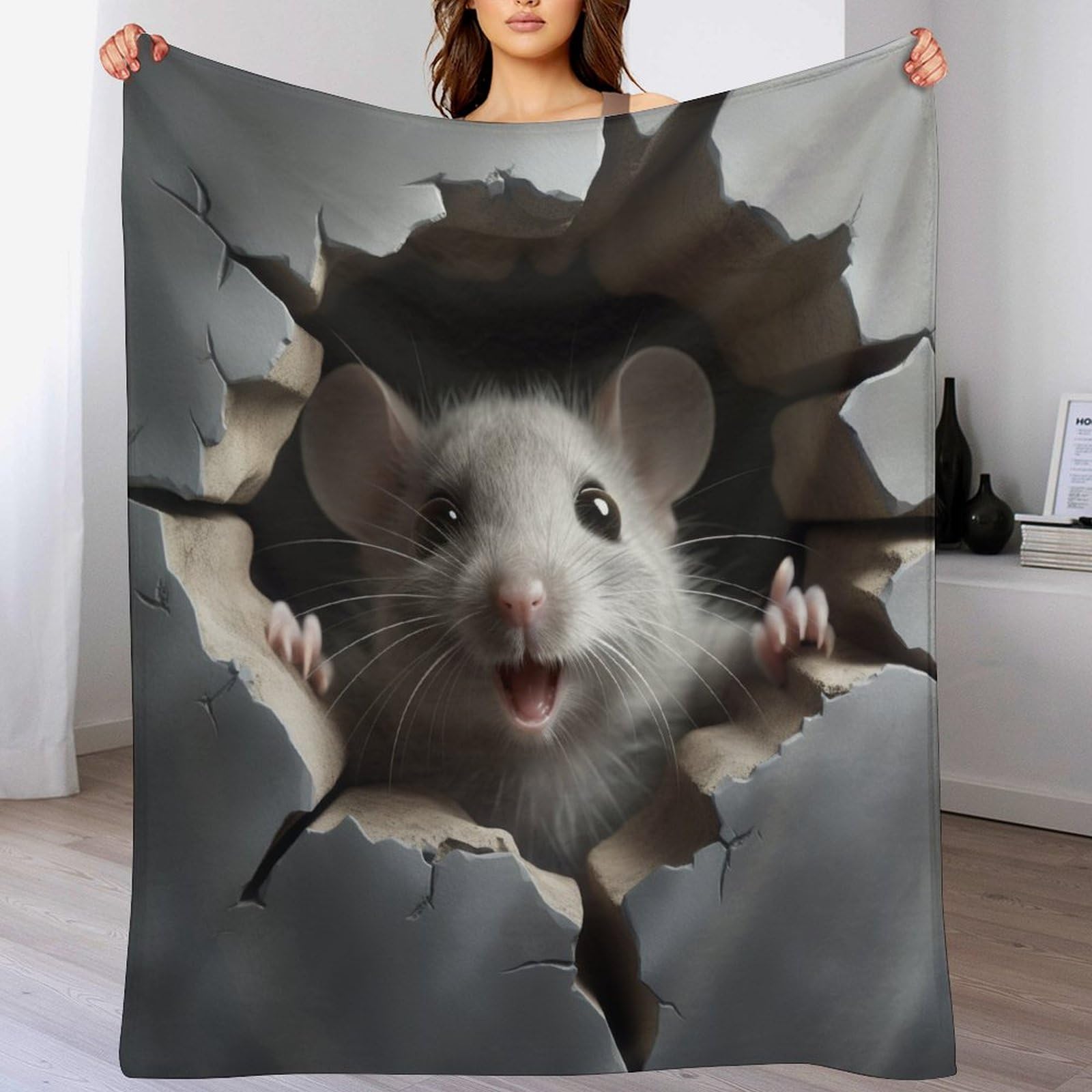 Couverture souris douce et moelleuse en flannel polaire 180x200cm pour canapé