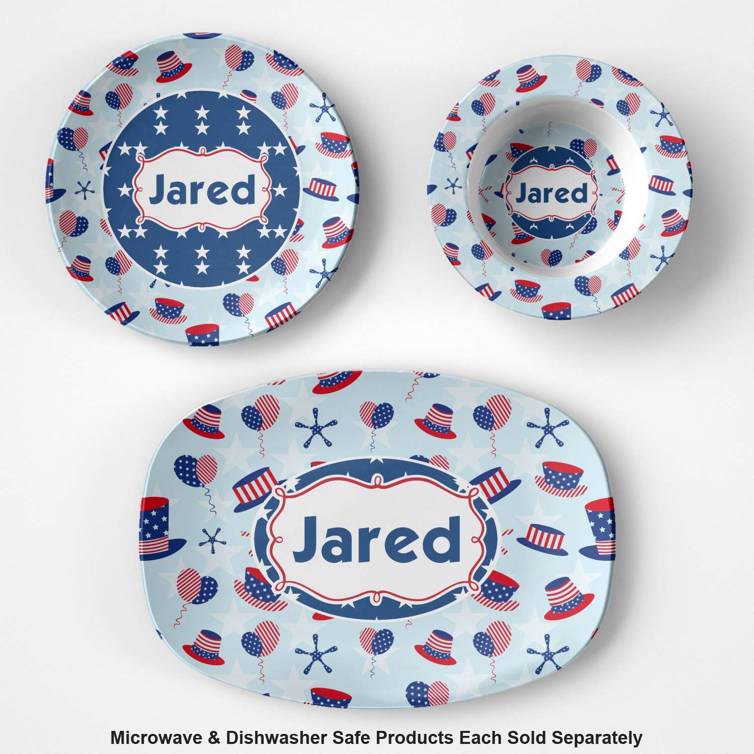 Personalized Patriotic Celebration Plastic Bowl - Microwave Safe - Composite Polymer