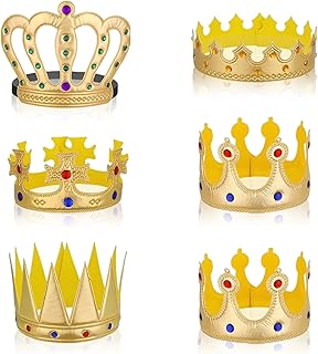 chenyu Lot de 6 Couronne Roi Pierres Précieuses Incrustées Couleurs Vives Couronne Anniversaire Décorations de Pour Jeu de Rôle Fête à Thème