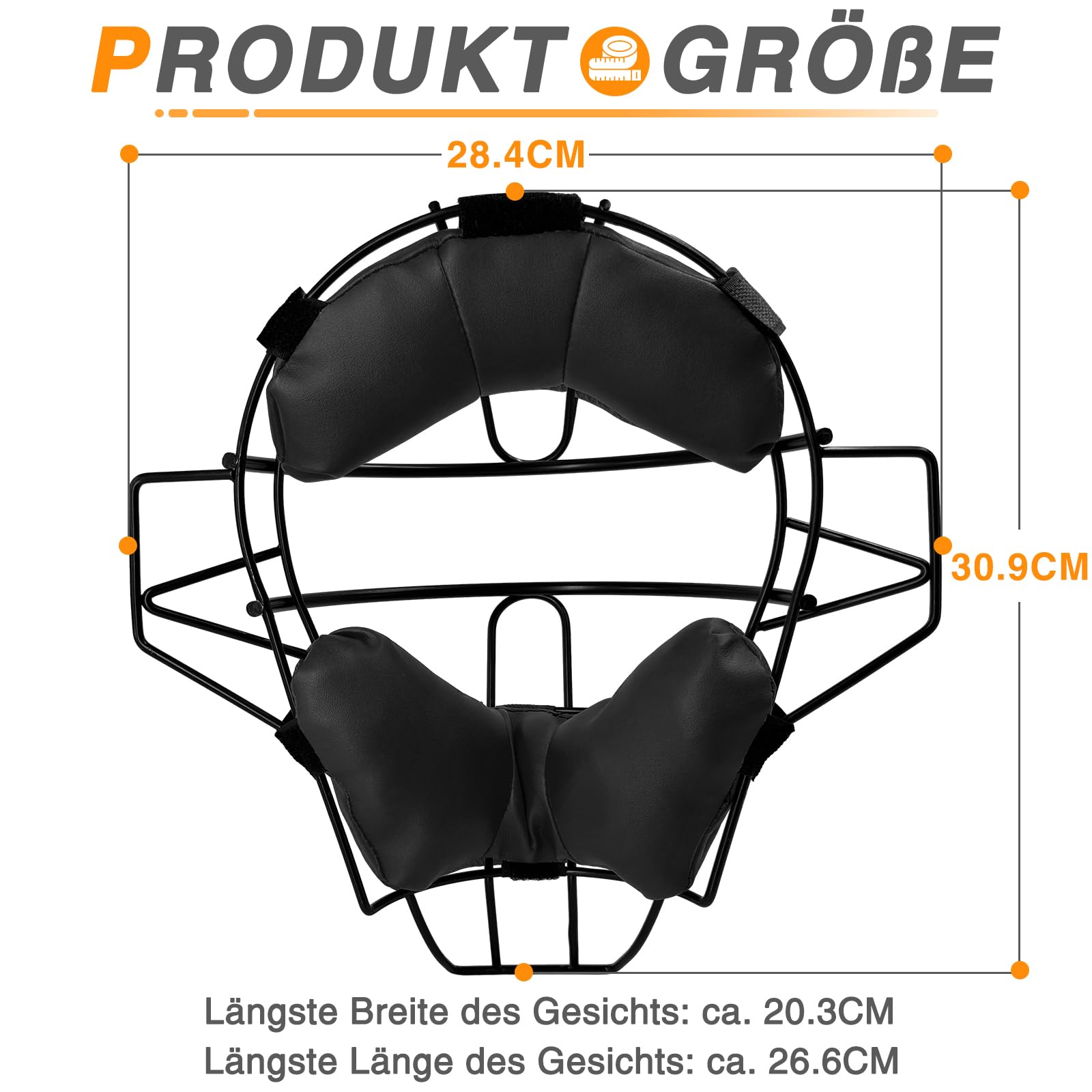 LeapBeast Softball-Gesichtsschutz, Baseball-Kopfschutzmaske, Verstellbare Softball Catchers Gear, Strapazierfähiger und Sicherer Fielder-Kopfschutz - Weitem Sichtfeld（Schwarz）
