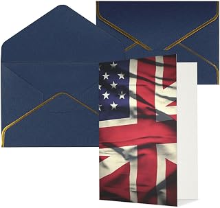 USA Uk Flag Greeting Card with Envelopes Thinking of You Card Happy Birthday Wedding Invitation Blank Note Cards for All Occasions 4x6