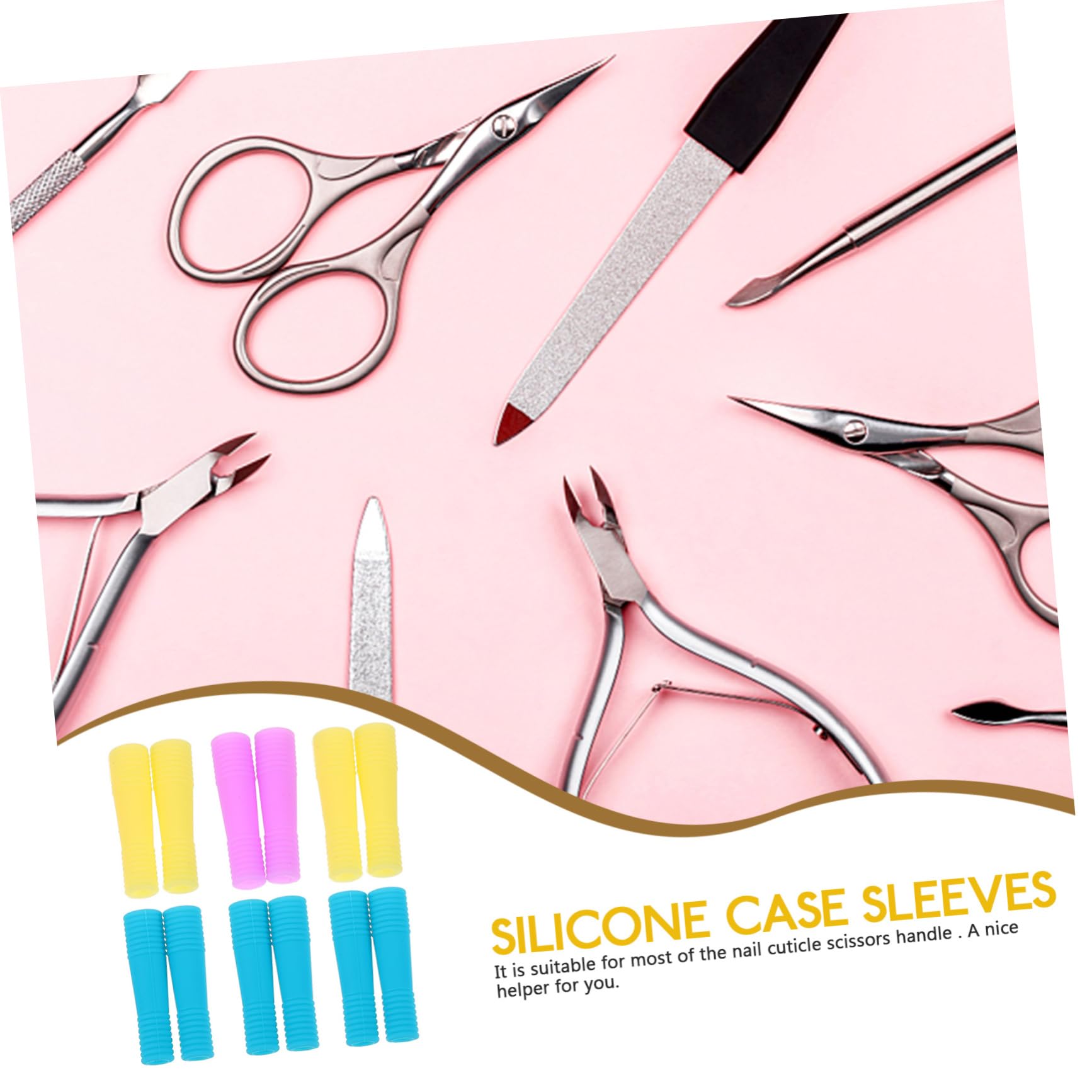 Didiseaon Practical Cuticle Scissor Handle 6 Pack Nail Scissors Protector Non Silicone Random Color