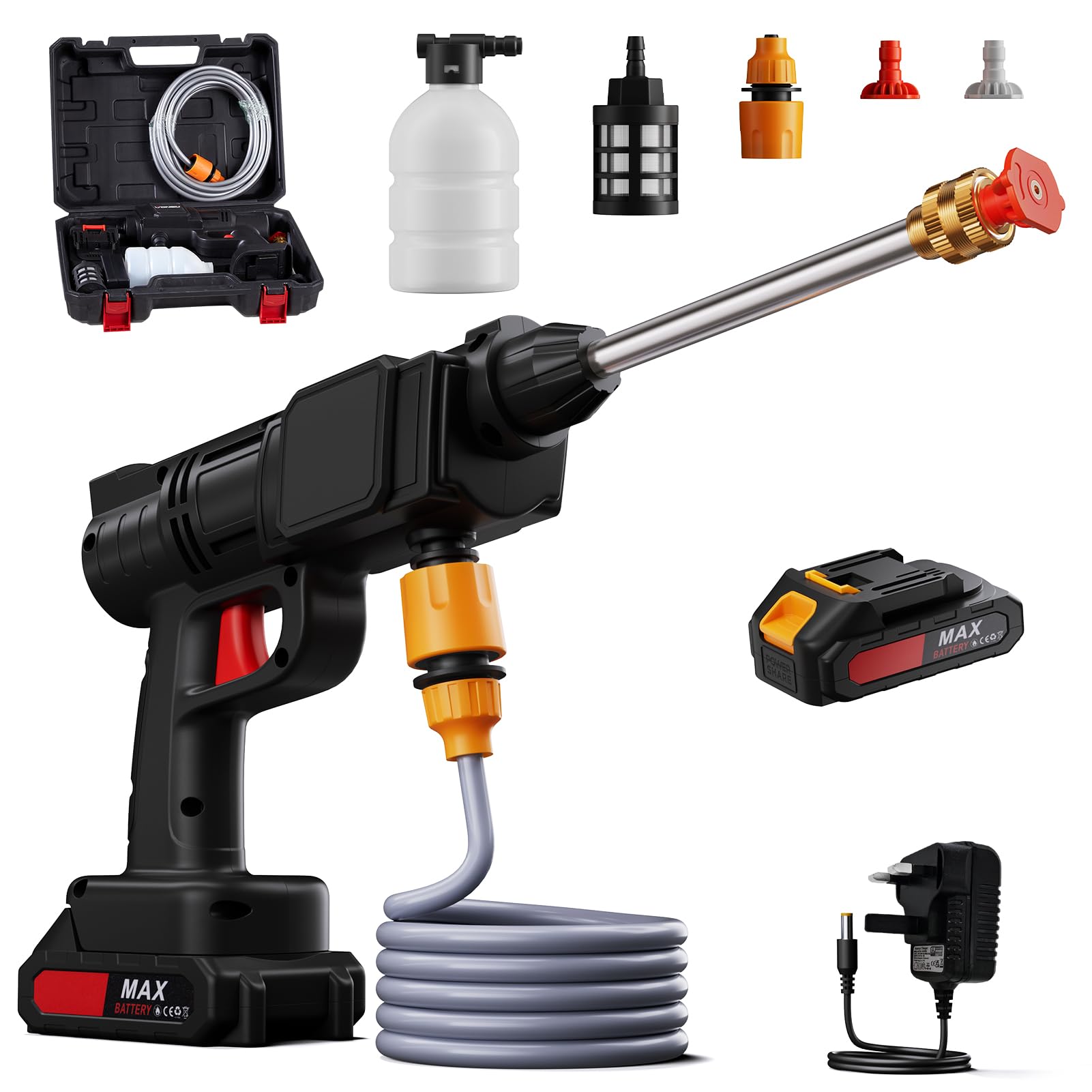 Cordless Jet Wash Cordless Pressure Washer Gun, Portable Cordless Power ...