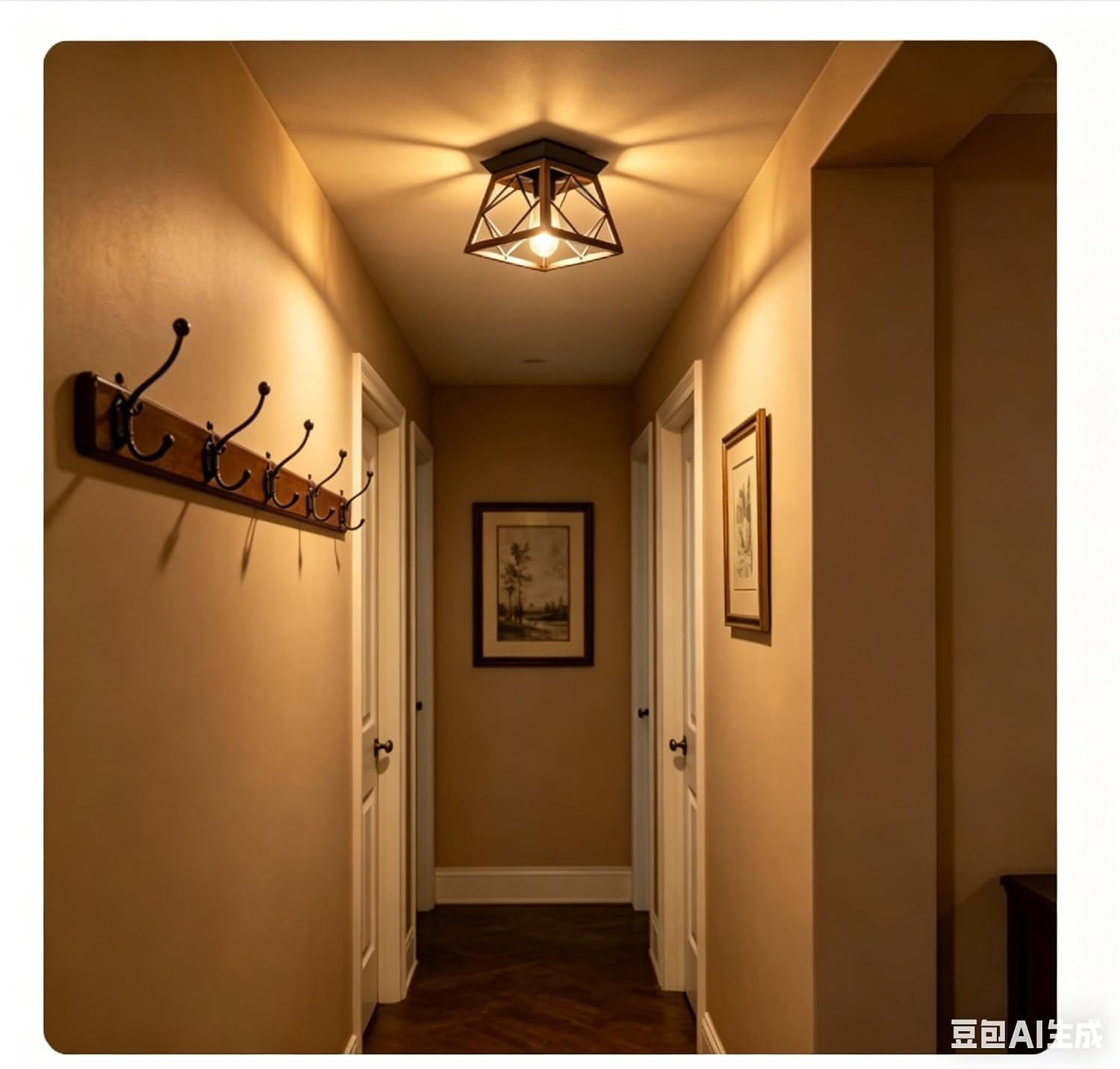 Q&S Flush Mount Ceiling Light Fixture,Farmhouse Vintage Lights,Industrial Metal Lamp for Hallway, Entryway, Bathroom ORB+Brush Brown,1 Light E26
