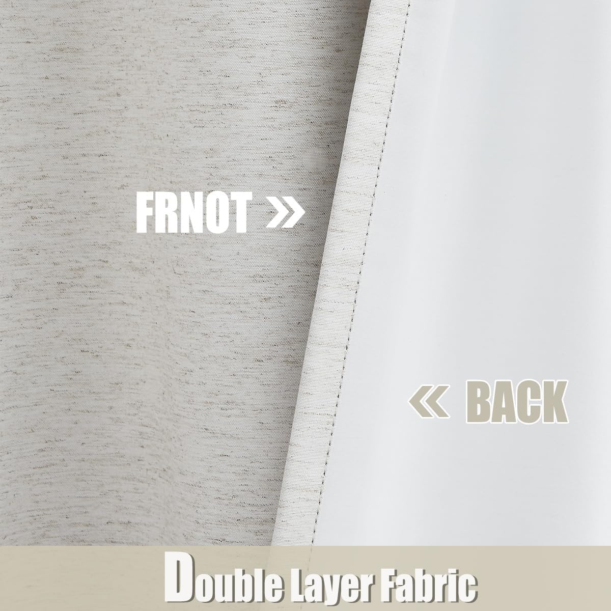 Jubilantex Natural Full Blackout Solid Curtains 2 Panels for Bedroom, Farmhouse Linen Liner 95 Inch Long Thermal Insulated Grommet Top Window Drapes for Patio, Living Room, 54"x95"