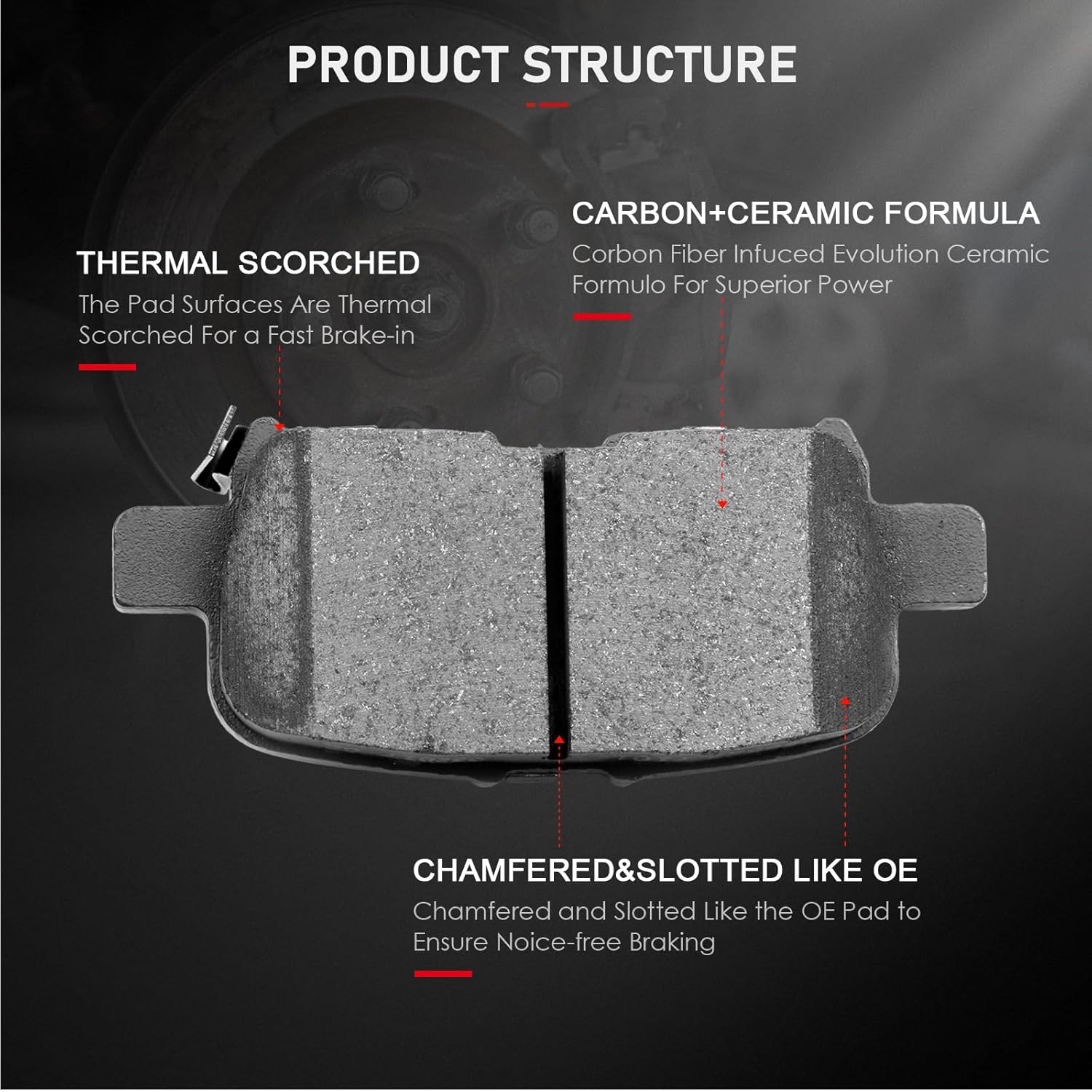 cciyu D914 D865 8pcs Front & Rear Ceramic Brake Pads Kits 2003-2008 For Honda Pilot
