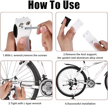 White Adjustable Bike Kickstand Aluminium for 26 27 29 700C Bike