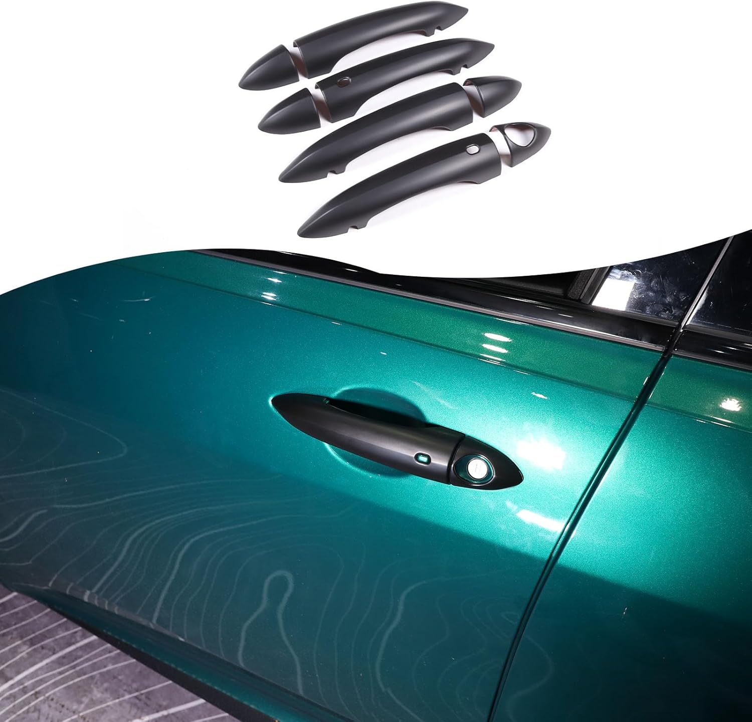 TOYCIDFG Door Pull Handle Cover Trim Compatible with Alfa Romeo Giulia 952 Stelvio 949 2017-2022 Car Exterior Decoration Accessories (Matte Black - with Smart Keyhole)