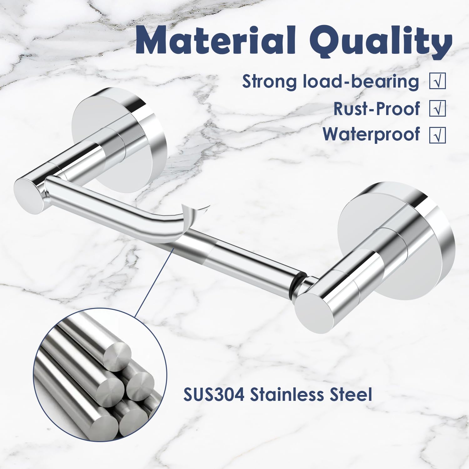 Portasciugamani Da Parete In Acciaio Inox Cromato - Anello Per Bagno Moderno E Antiruggine - Base Quadrata - Foto 7