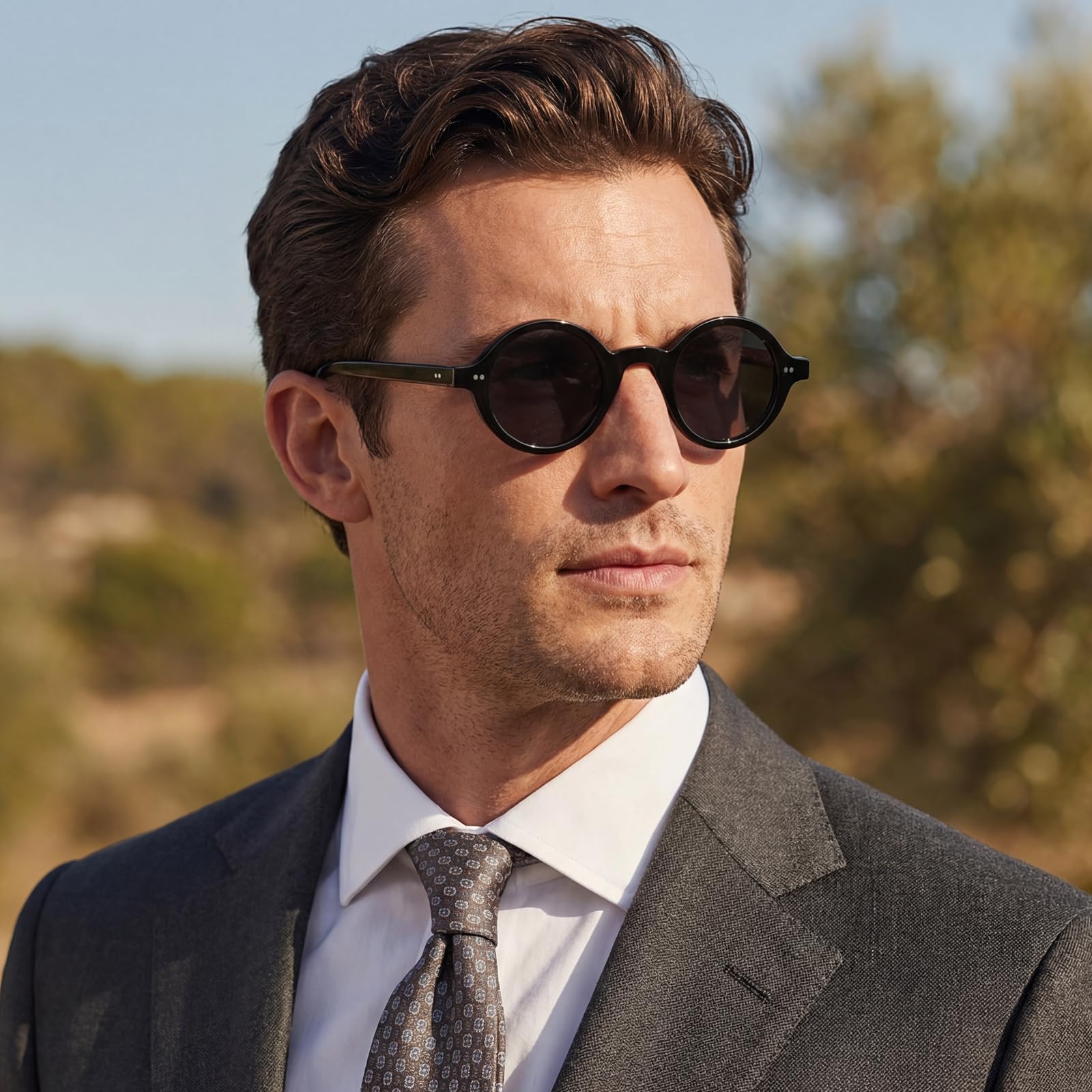 CARFIA Polarisierte Sonnenbrille für Herren - Vintage Party Look mit runder Acetate Rahmen, einteilige Nasenauflage & Hoher UV Schutz CA2501