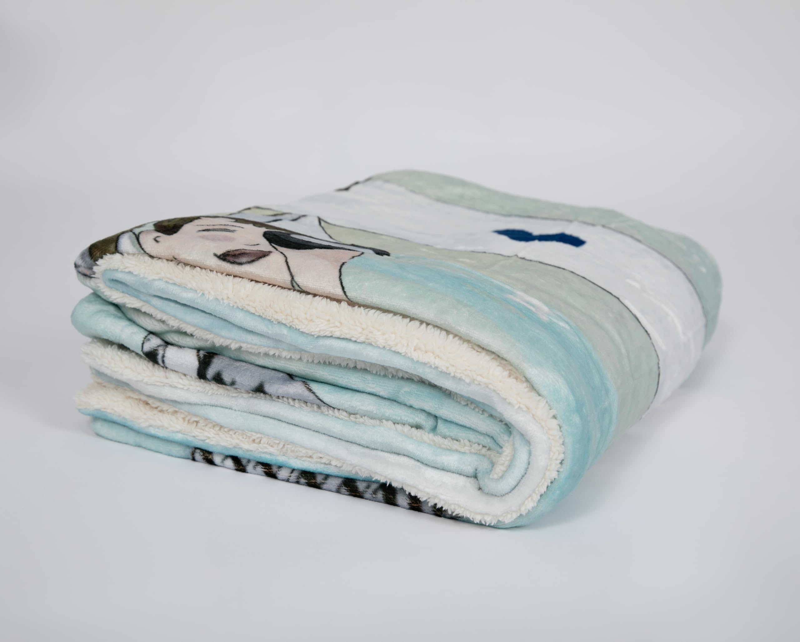 Photo 1 of Boo&Dav Sherpa Fleece Throw Blanket, 59" x 79", Nautical