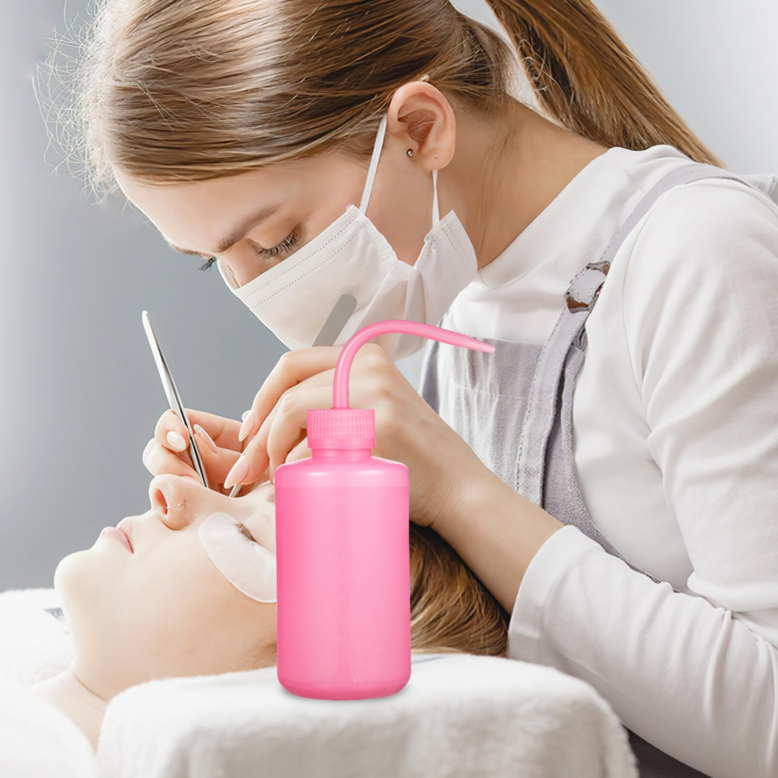 Wash Bottle 2Pcs 250ml Lash Squeeze Bottle Eyelash Wash Bottle with Scale Labels Plastic Squeeze Washing Bottle for Medical Lab, Supplies