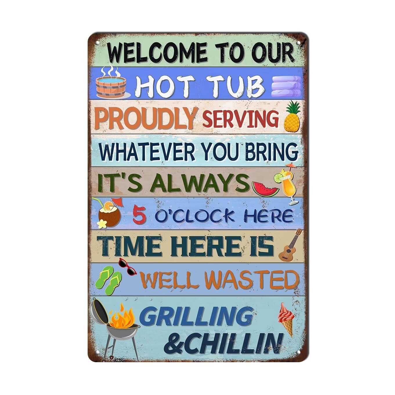 Welcome To Our Hot Tub Sign - Great Swimming Pool Outdoor Sign, 8x12 Inches Decorative Aluminum Signs for Indoor Outdoor Use for Home Patio Backyard Hot Tub Area Summer Beach Decor-image-15