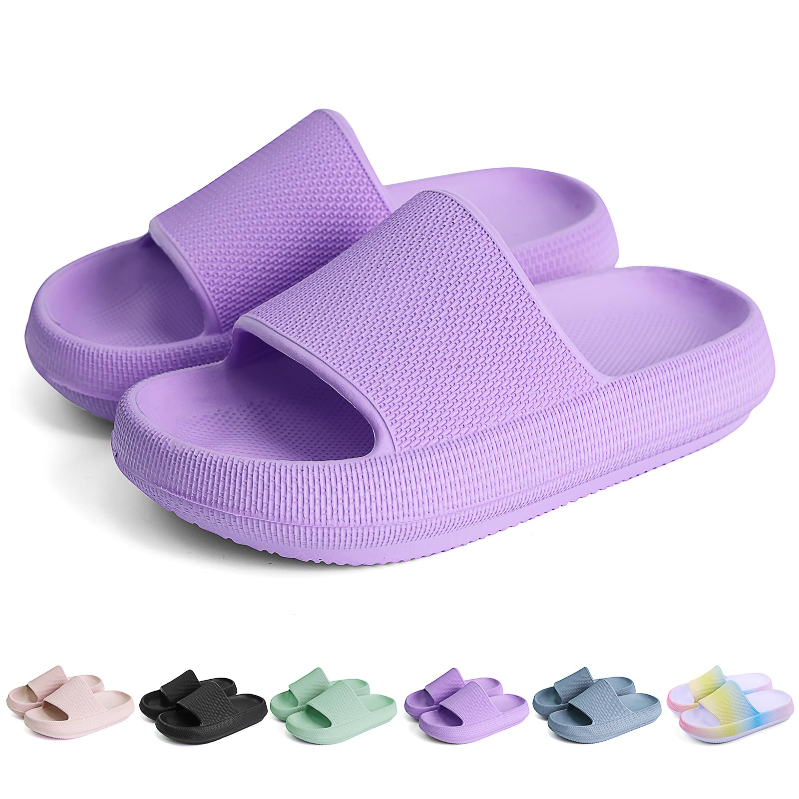 FJWYSANGU Kids Cloud Slides丨Boys Girls Bathroom Shower Sandals丨Open Toe Thick Sole Slip on Slippers丨Summer Non-slip Beach Pool Shoes