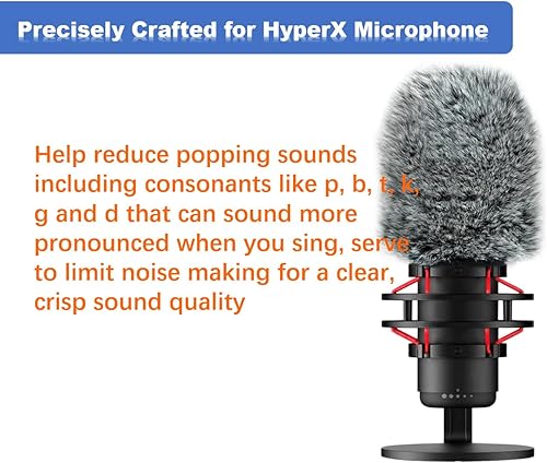 Miniatura 5 de Parabrisas de micrófono para Hyperx Quadcasts, funda de micrófono de gato muerto peludo para filtrar el ruido del viento, los zumbidos y el ruido de