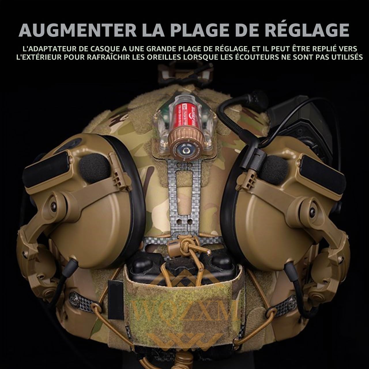 Casque Tactique Casque Antibruit De Chasse Et De Tir avec Microphone, sans Réduction Active du Bruit Version Casque Ecouteur De Tir Casque De Communication(Tan)