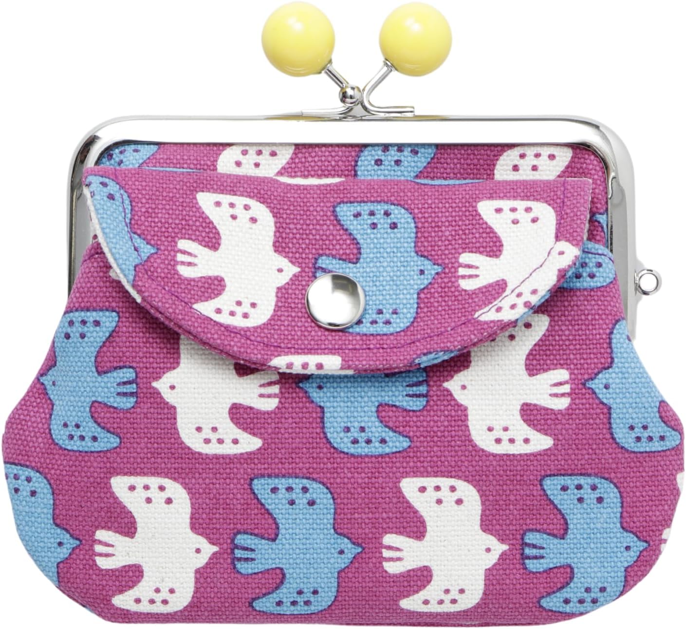 [倭物や Kaya] Gamaguchi - Purse with Clasp/Oriental Eastern European Design Japanese Retro Parent and Child Purse Partition JMP9104 Flying BIrdPURPLE