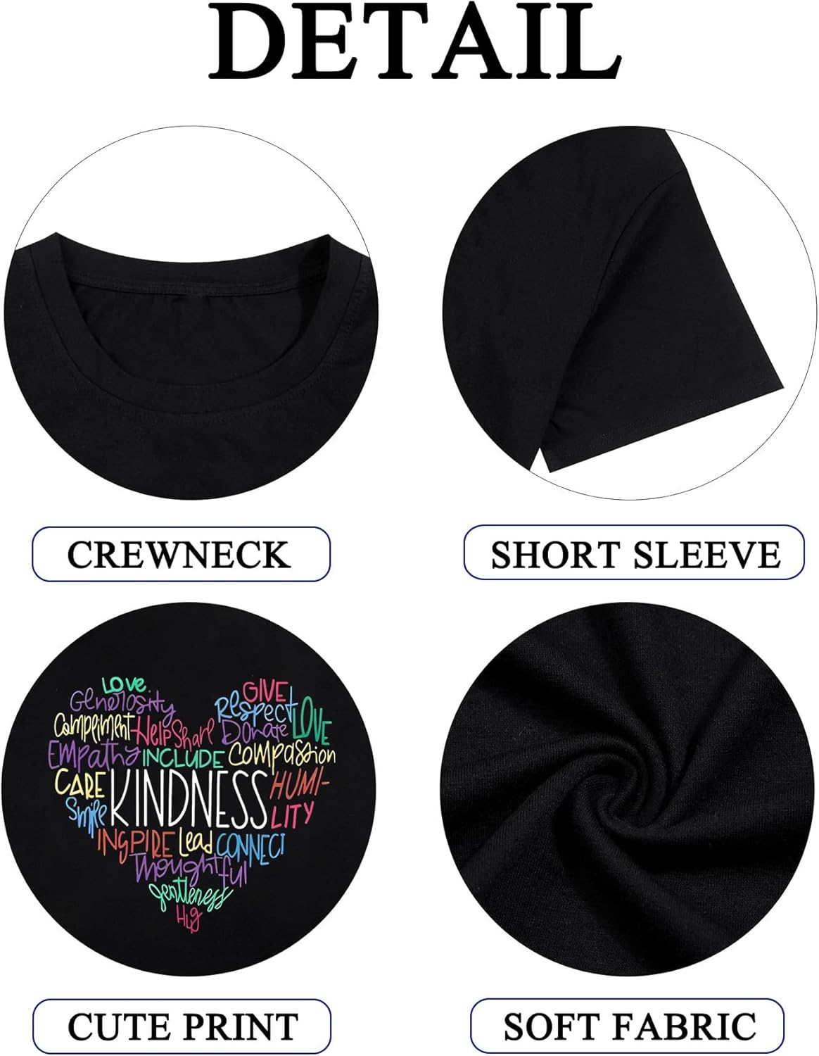 Kindness Shirt for Women Summer Casual Short Sleeve Inspirational Tee Tops - Image 6