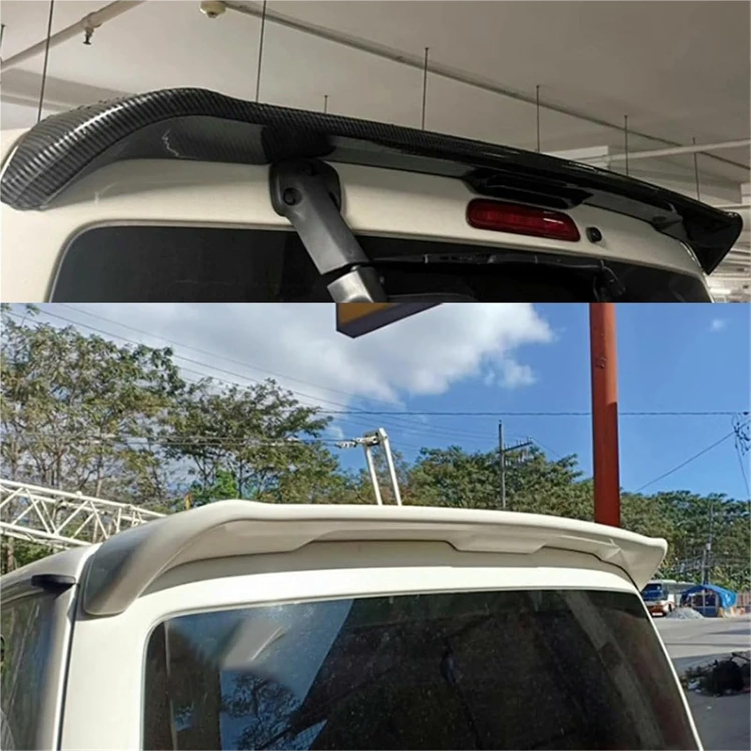 for 2004-2015 Toyota Hiace Rear Roof Lip Spoiler Tail Wings ABS Material Car Parts Decorate Styling Tuning Body Kit Accessories(Unpainted)
