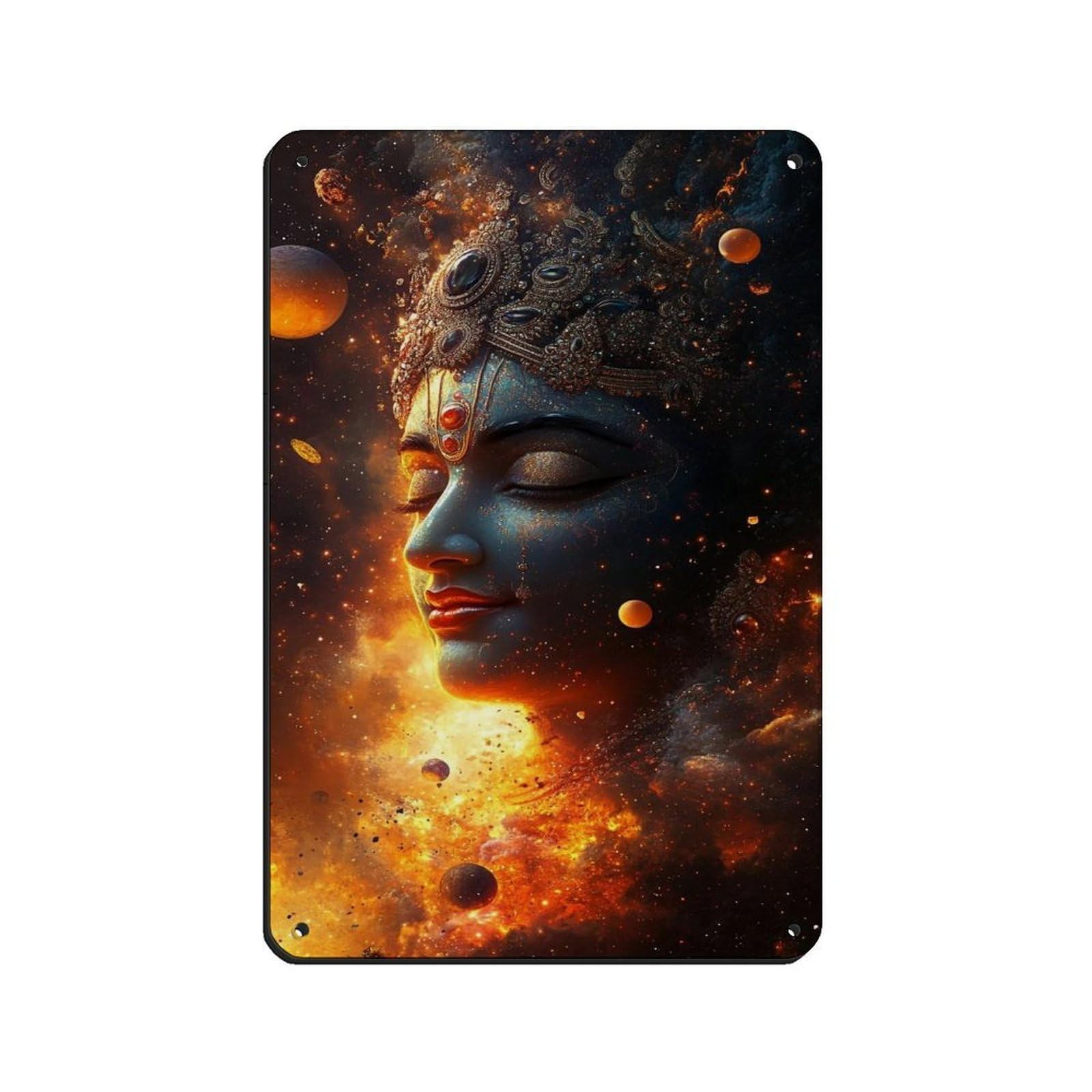 Cosmic Krishna– Divine Universe Art Retro Poster Metal Tin Sign Chic Art Retro Iron Painting Bar People Cave Cafe Family Garage Poster Wall Decoration 8x12inch(20x30cm)