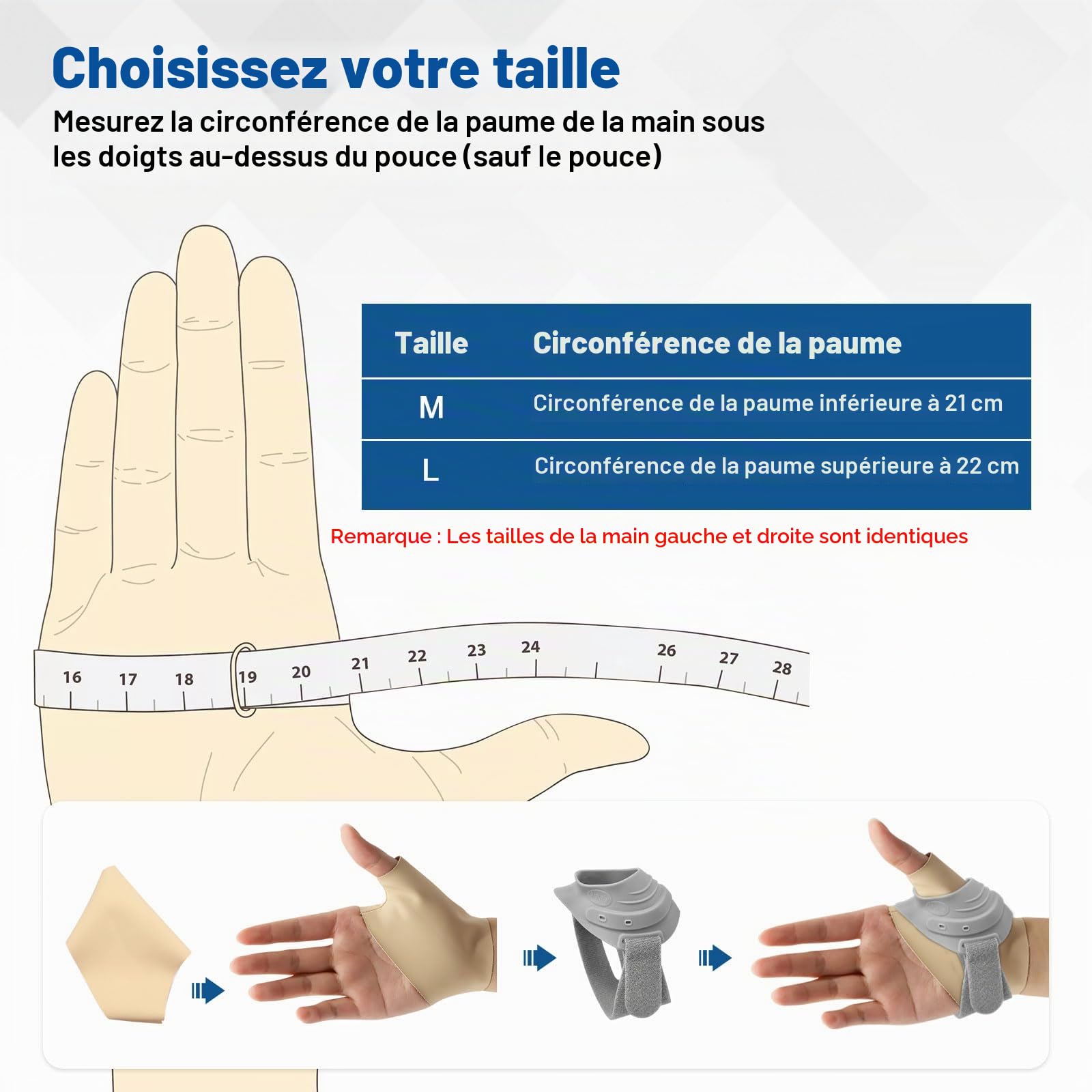 CMC Orthèse pour le pouce, articulation métacarpienne, orthèse du pouce pour l'arthrose de la base du pouce, instabilité articulaire, tendinite et pouce pour soulager la douleur (Main Gauche, M)
