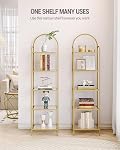 Hzuaneri 5 Tier Bookcase Bookshelf, Tempered Glass Bookshelves | Slim Shelving Unit for Bedroom,Bathroom,Home Office,Steel Frame,Gold BC05001G