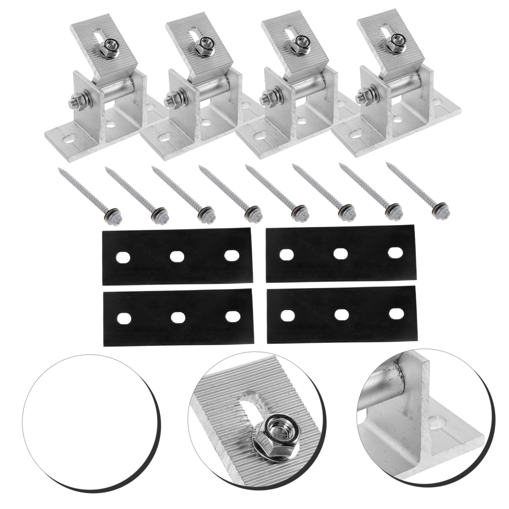 Gadpiparty Soporte De Montaje Para Panel Solar Ajustable De Aleación De Aluminio Pie Delantero Estable, Kit Tornillos Para Madera y Almohadillas De Goma, Adecuado Para Instalación Exterior, 4 Piezas