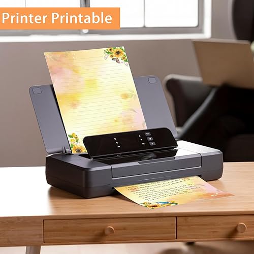 Miniatura 7 de Juego de papel estacionario y sobres forrados con diseño de pájaros florales y acuarelas, con papel de escritura de letras forradas, 48 hojas + 24