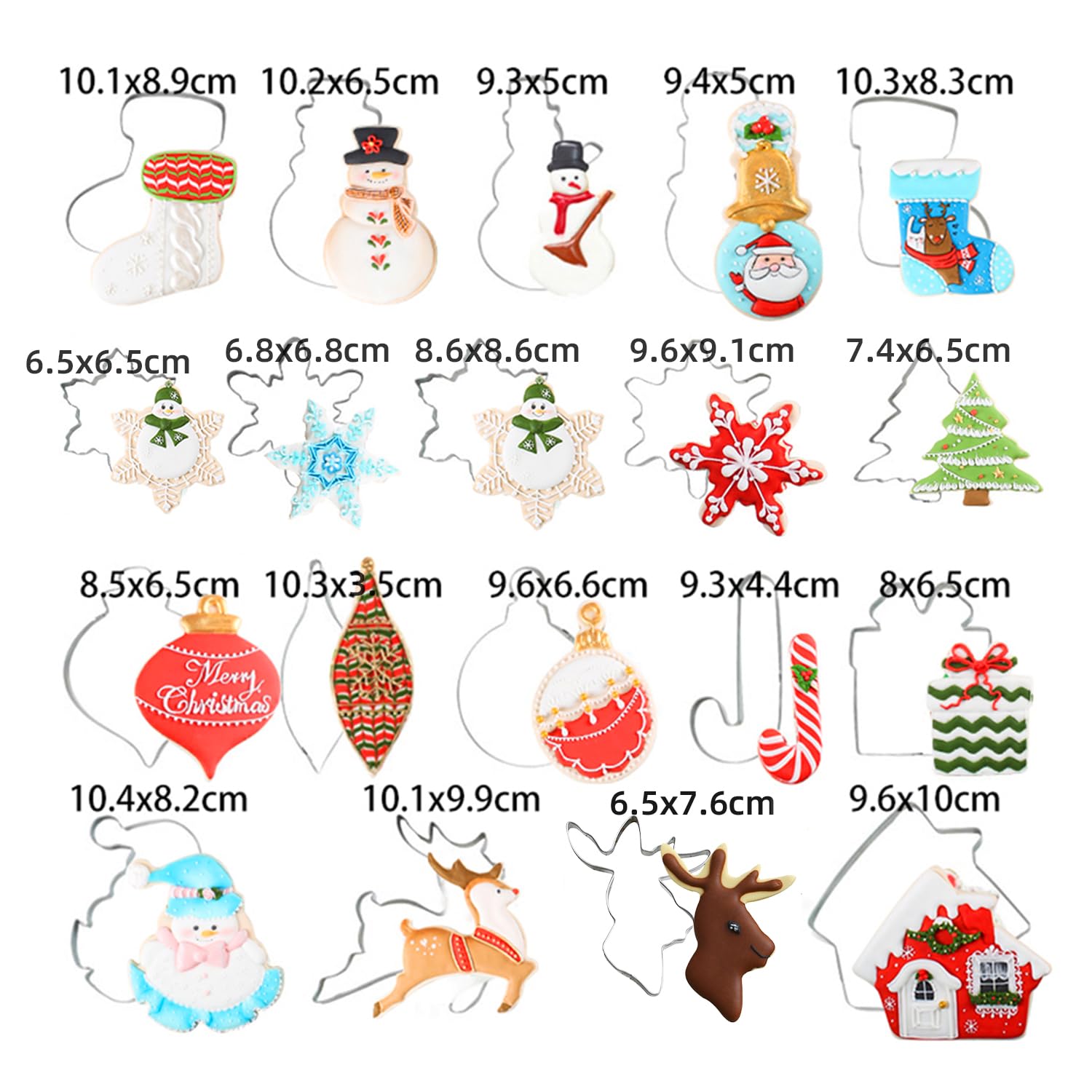 18 Ausstechformen für Weihnachten, Weihnachtsdekoration, Rentier, Schneeflocke, Weihnachtsbaum, Lebkuchenmann, Weihnachtsmann, Glocke