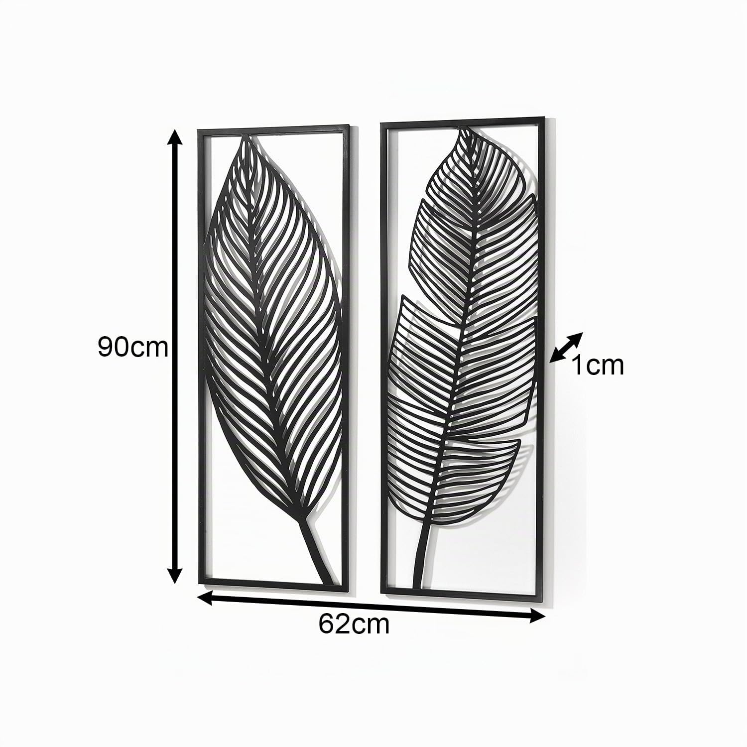 Kobolo Wandbild Wanddeko Metallbild FEATHER Metall zweiteilig Schwarz