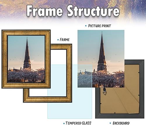 Miniatura 3 de AUEAR, Portarretratos de 8 x 10 pulgadas sin paspartú, marco de pared para galería, de mesa, pantalla horizontal vertical (dorado oscuro marrón y