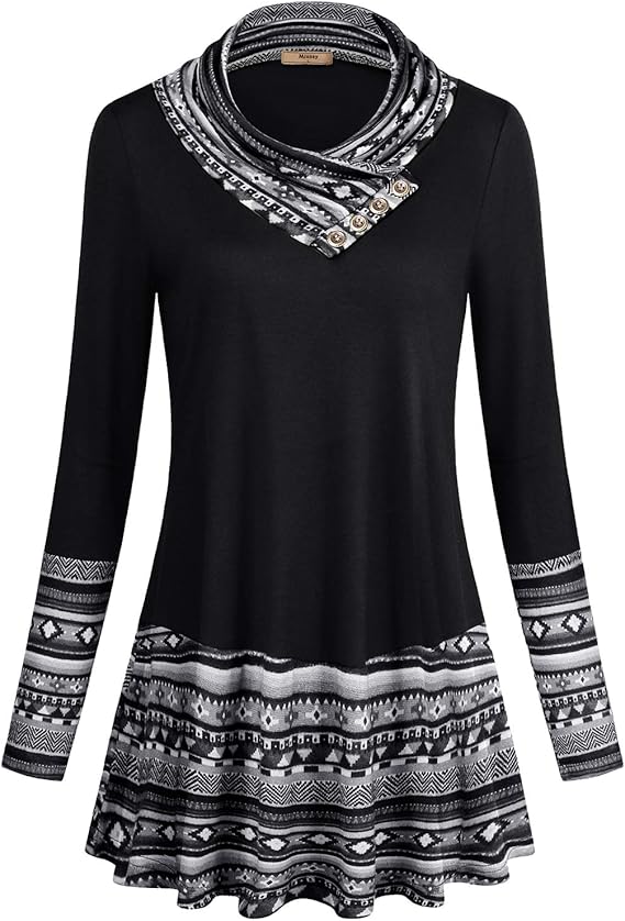 Miusey Geometrical Retro Top — comfortable stretch relaxed blouse with vintage pattern