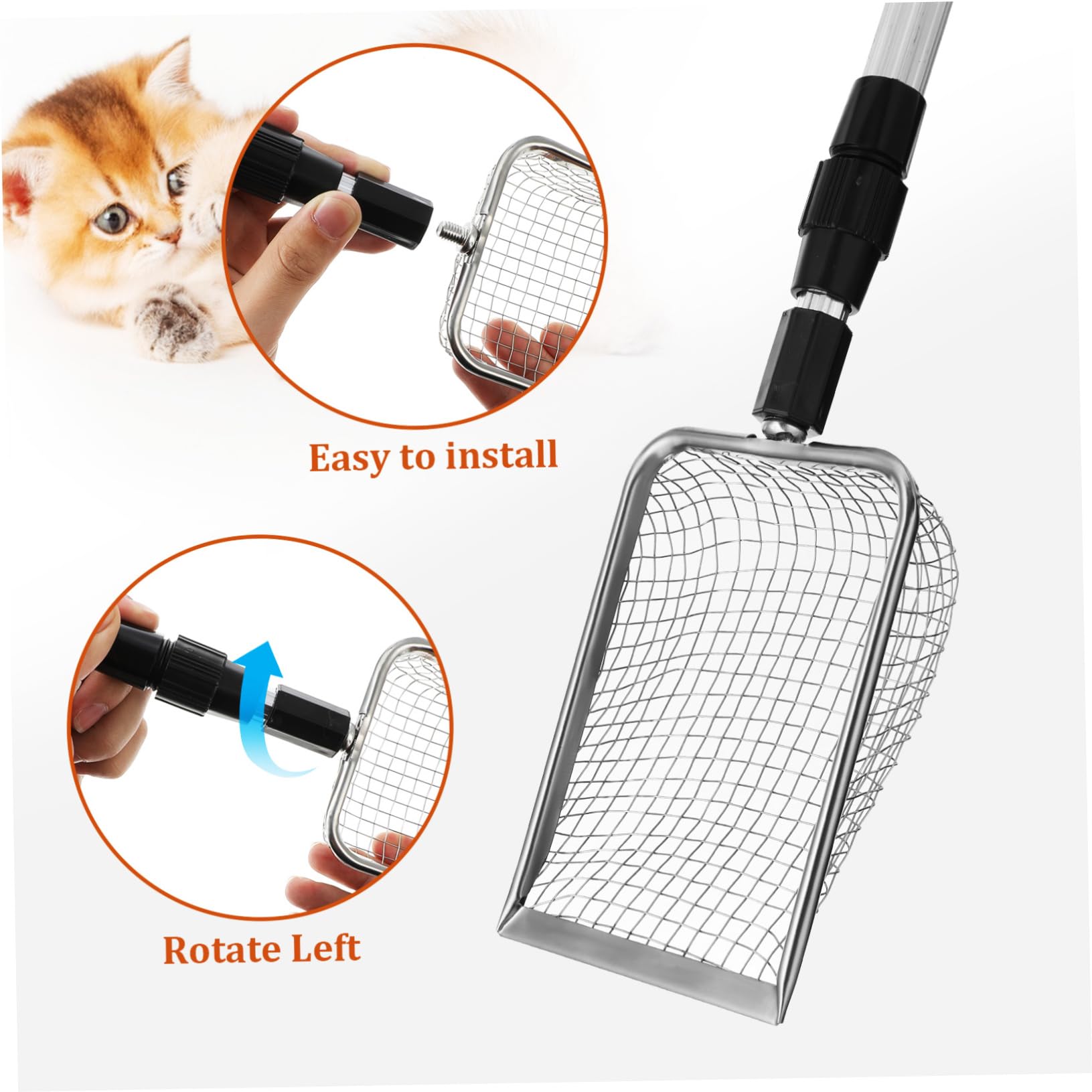 TOYANDONA 2 pièces Pelle à Litière avec Manche et Maille Dense pour Nettoyage de Bac à Litière de Chat Outil de Ramassage Confortable et Pratique