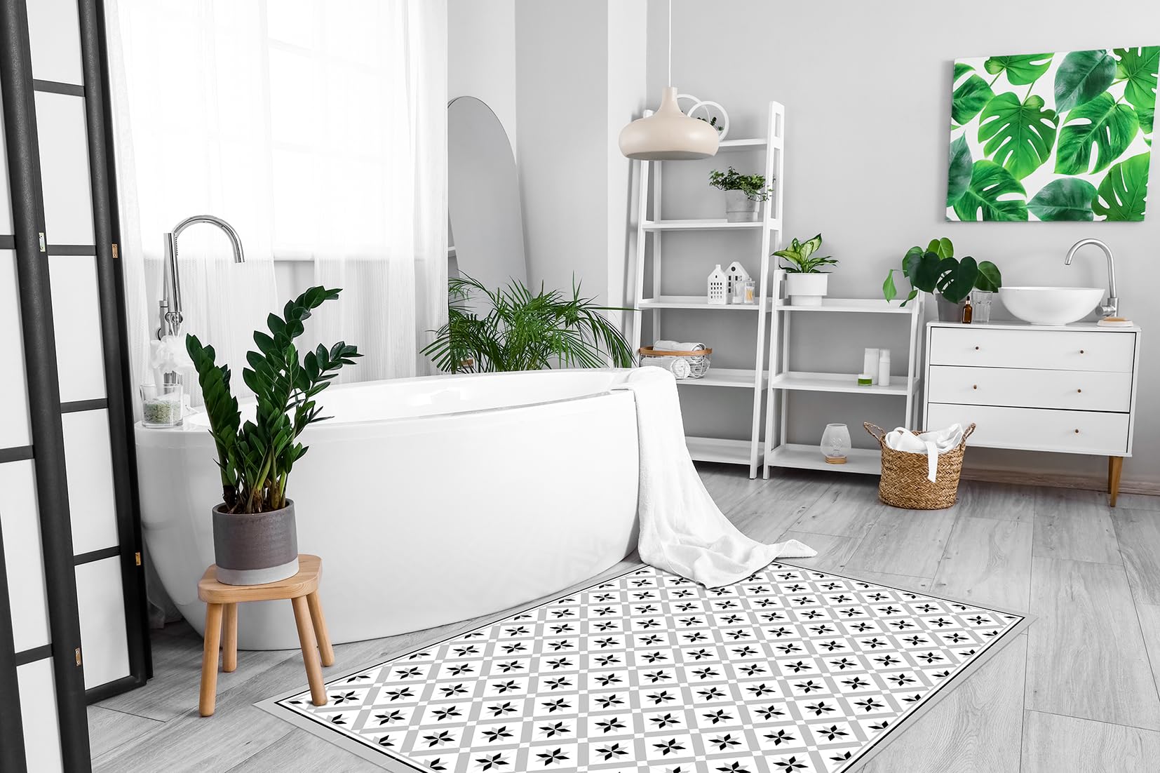 DobleUve Estudio Tapis Vinyle 24 | Gris | 160x200 cm | Tapis Cuisine | Tapis de Salon Antidérapant Antifongique Ignifuge | Tapis Enfants | Tapis Bain PVC | Tapis PVC