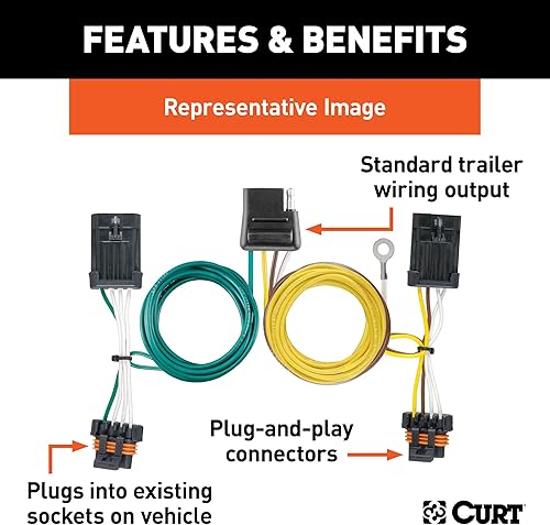 Miniatura 2 de CURT 55329 - Arnés de cableado de remolque personalizado de 4 pines, se adapta a Dodge Ram 1500, 2500, 3500, Dakota
