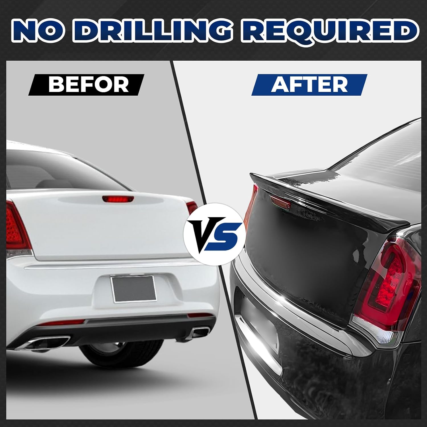 Rear Spoiler Fit for Chrysler 300 300C 300S 2011-2023, OEM Style Tail Trunk Lip Wing Sporty Appearance Glossy Black