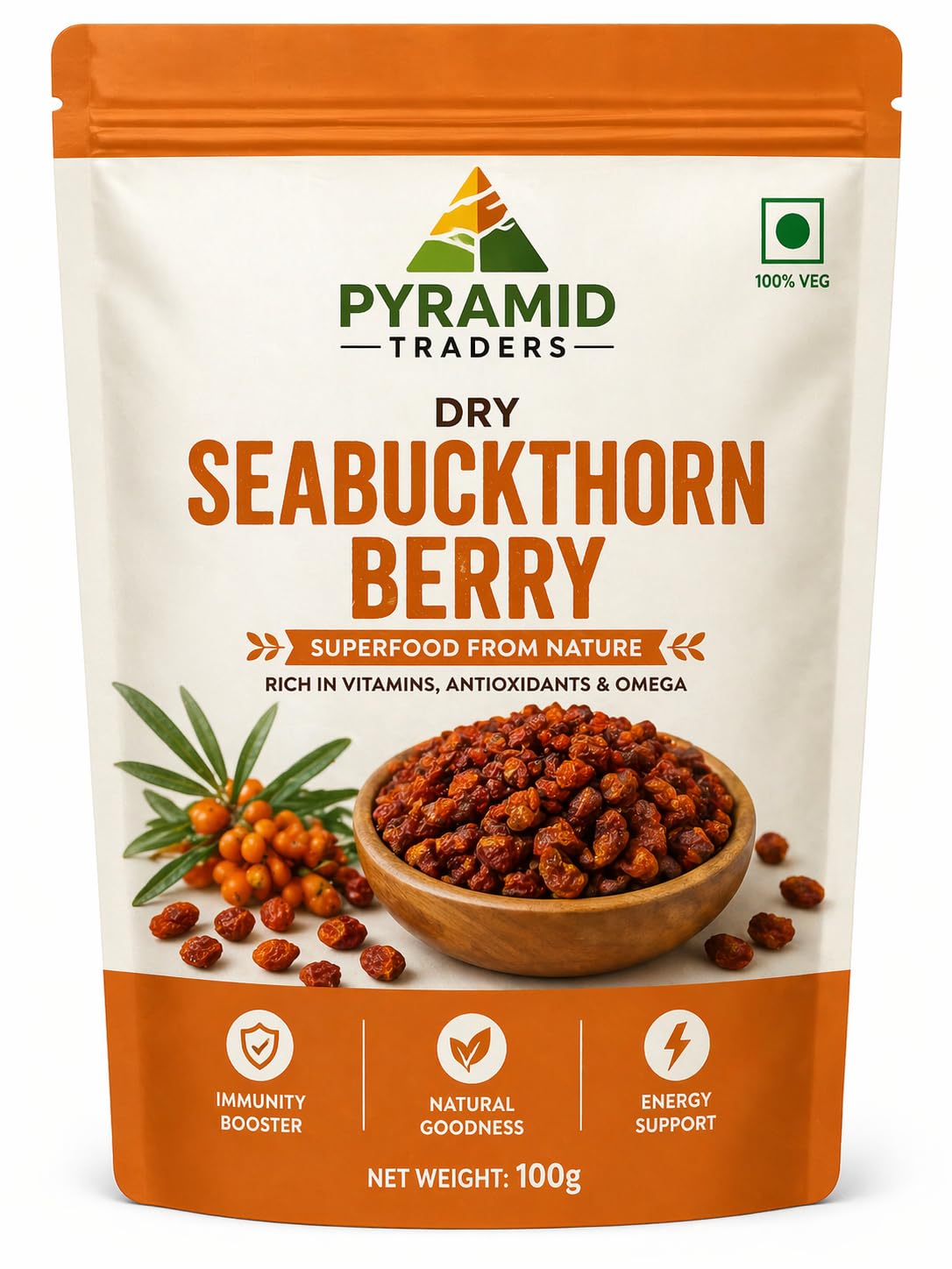 Pyramid Traders Sea Buckthorn Berry, Dried, 100 Grams-image-36