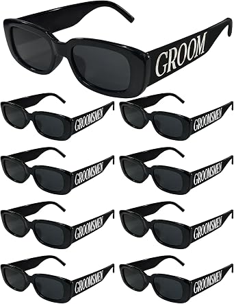9 Pack Groomsmen Bridesmaids Glasses, Black White Marble Team Groom Bride Wedding Sunglasses Bachelor Party Gifts