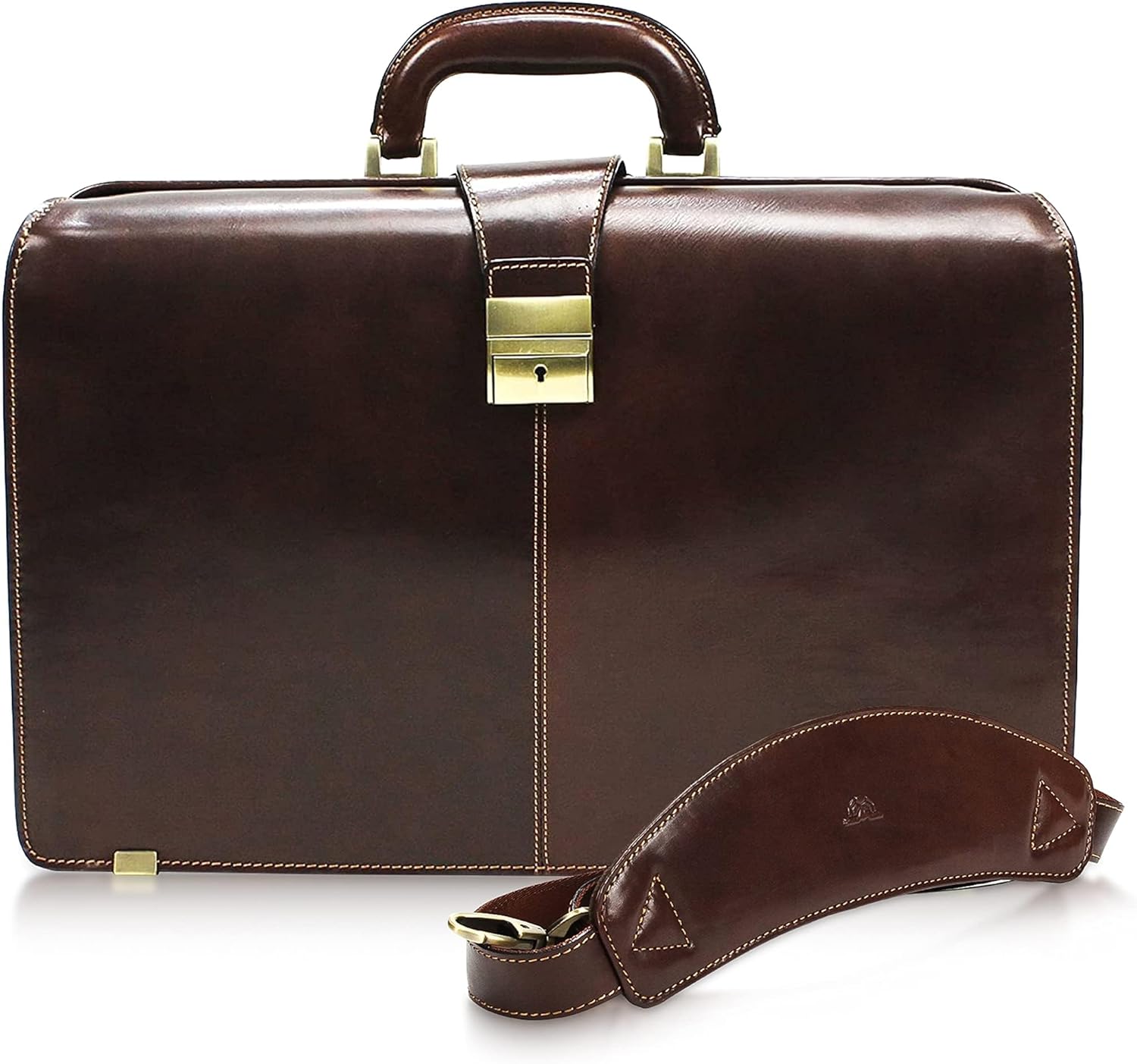 Tony Perotti Benevento Italian Leather Professional Briefcase for Men - Double-Compartment Lawyer's Hardcover Briefcases