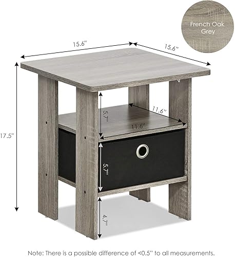 Miniatura 55 de Furinno - Colección Dario - Mesa auxiliar / mesita de arrime / mesita de noche / mesita de luz con cajón, paquete de 1, color expreso/marrón